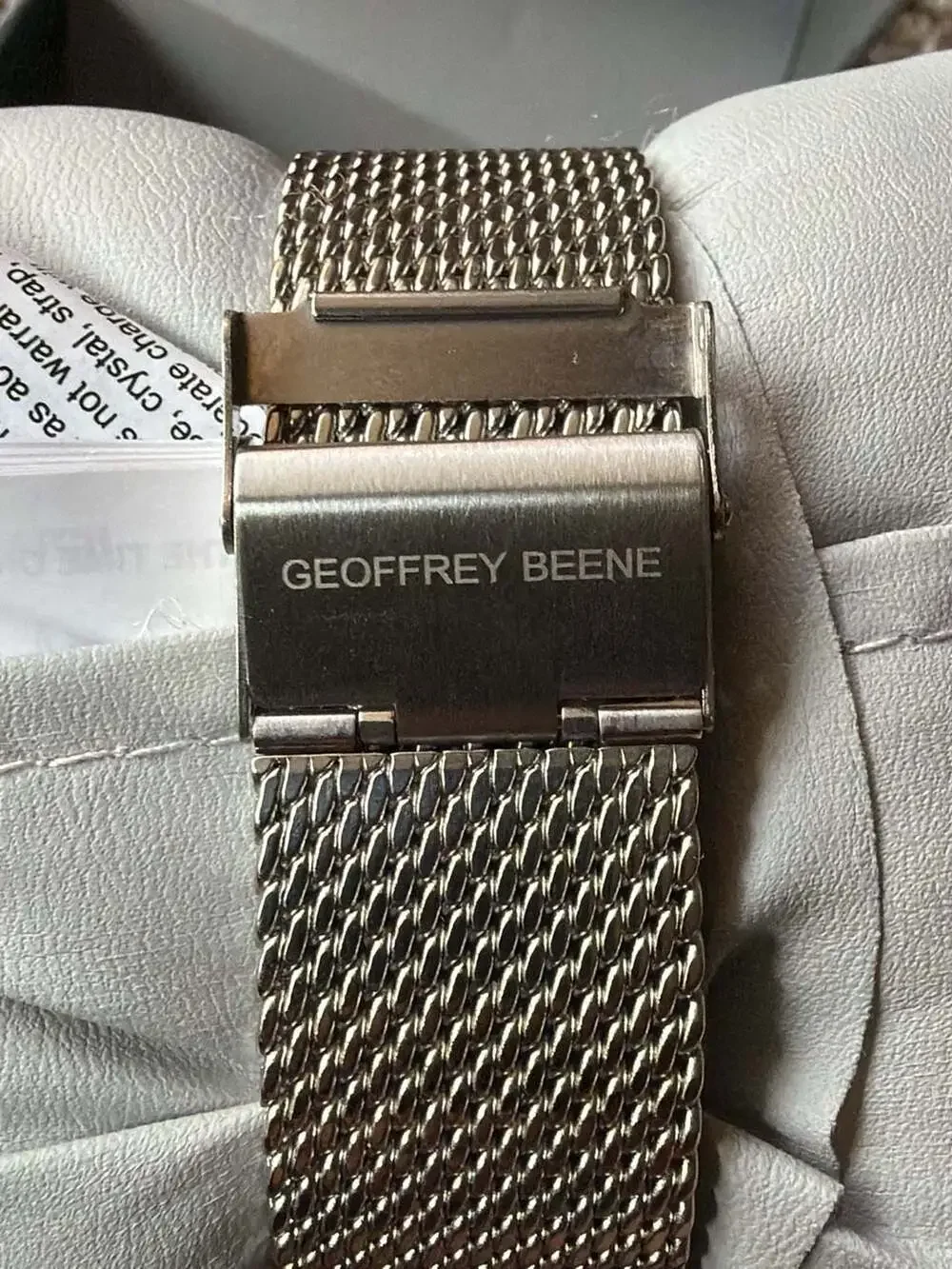 Geoffrey Beene GBA0054SL Rectangular Diamond Accent Men's Mesh Strap Watch